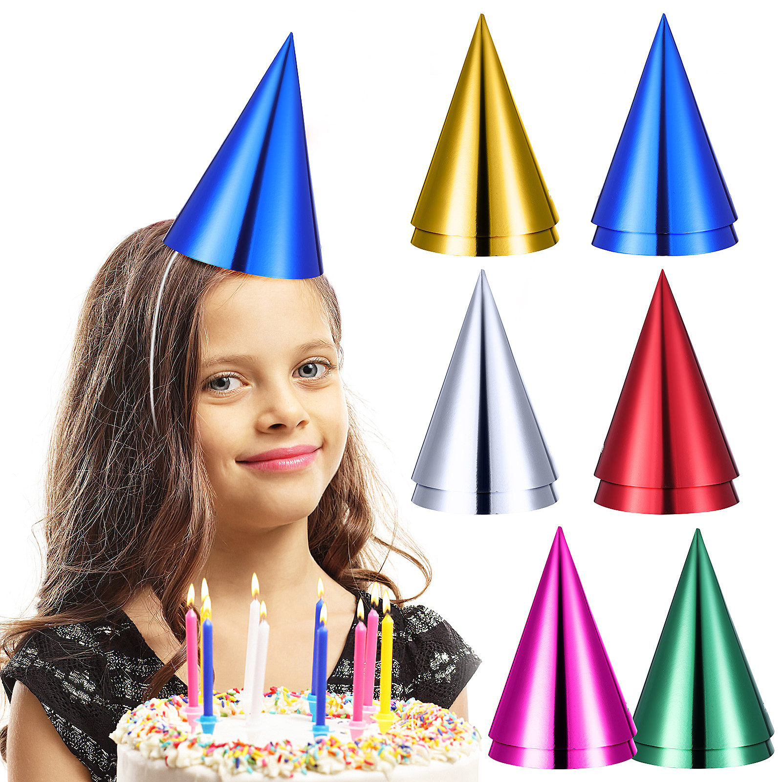 12Pcs Party Hats Colorful Meta - Party Hat Cone ulasan dan harga