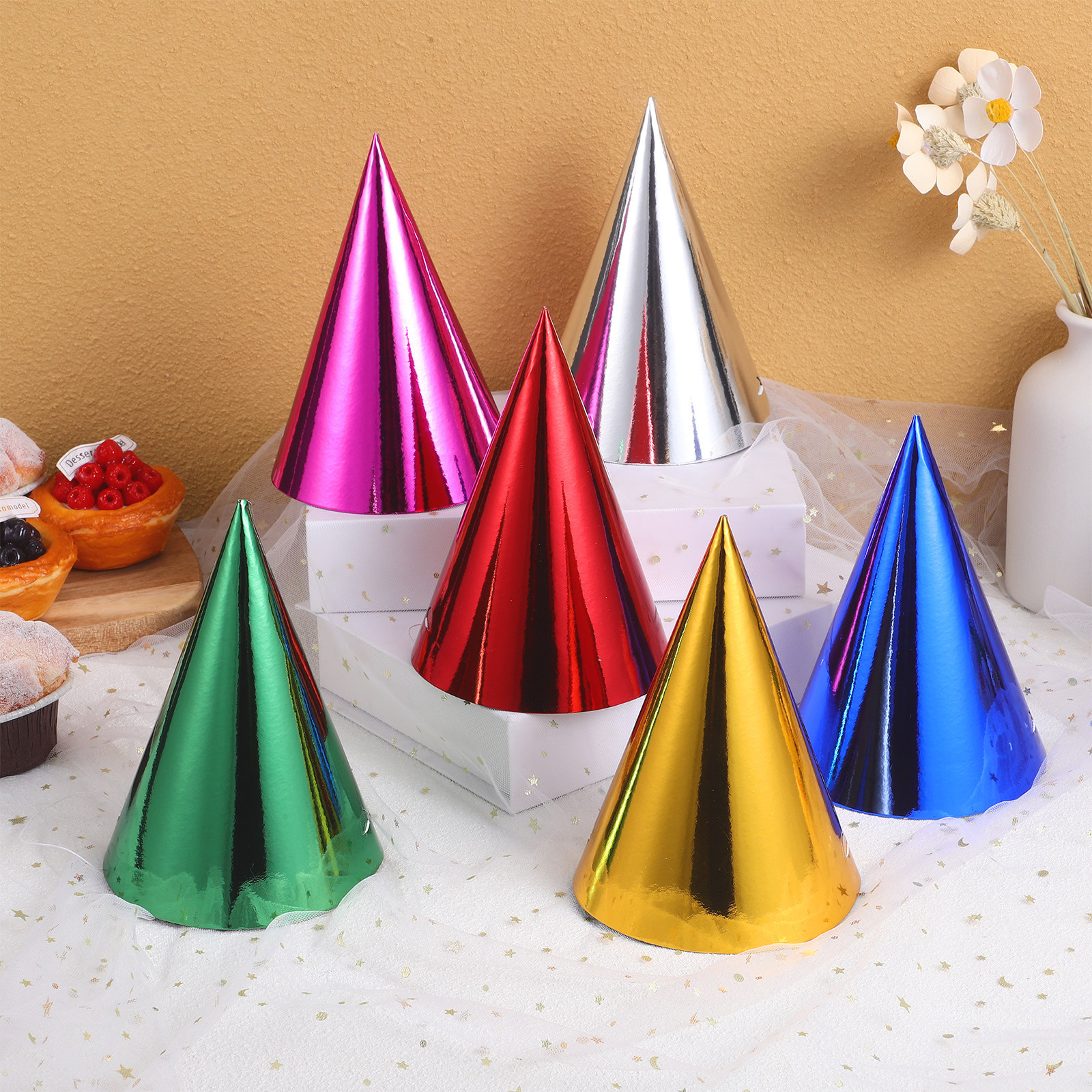 12Pcs Party Hats Colorful Meta - Party Hat Cone ulasan dan harga