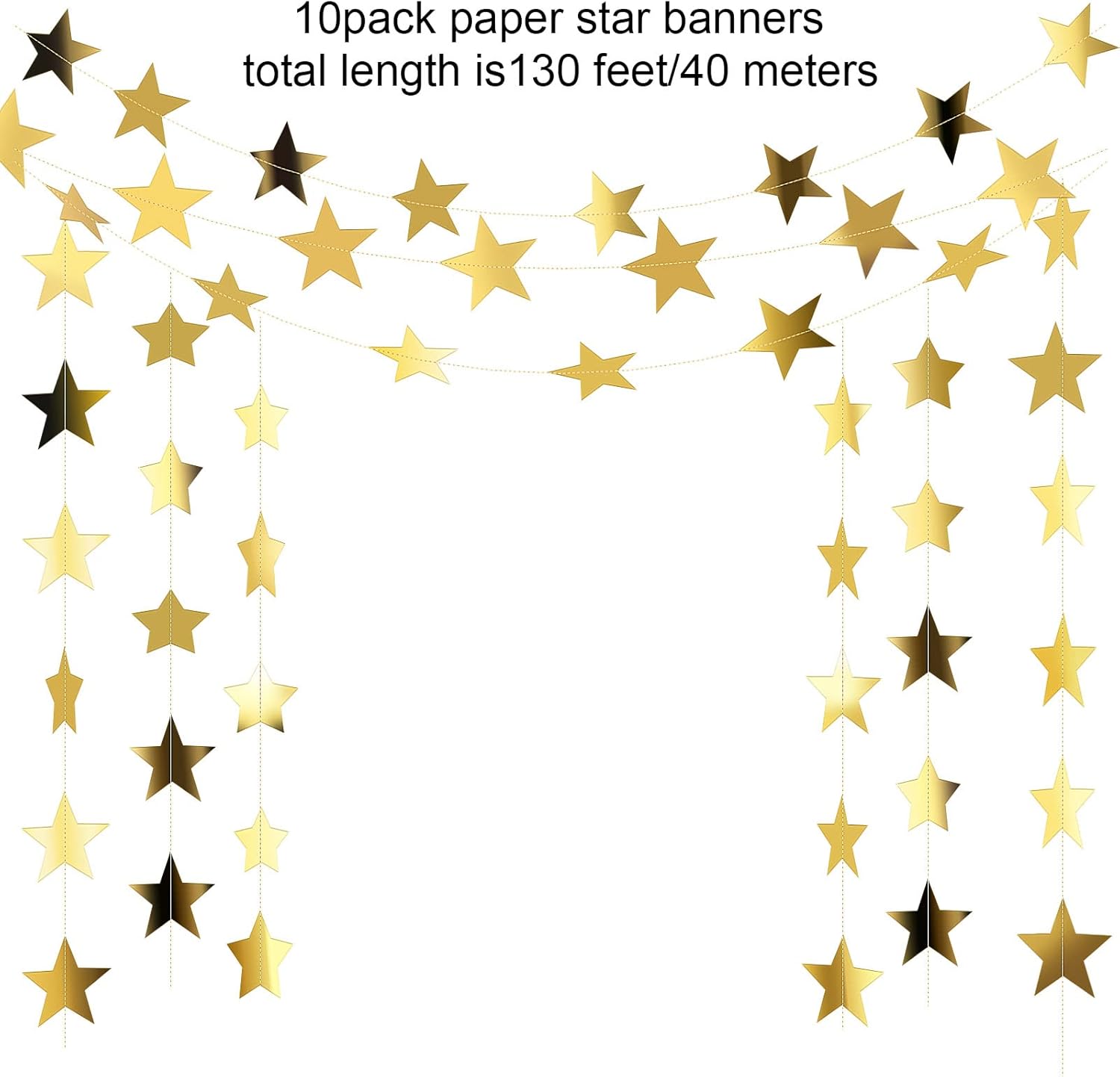 130ft Star Garland Banner for  - Party Banner Gold ulasan dan harga