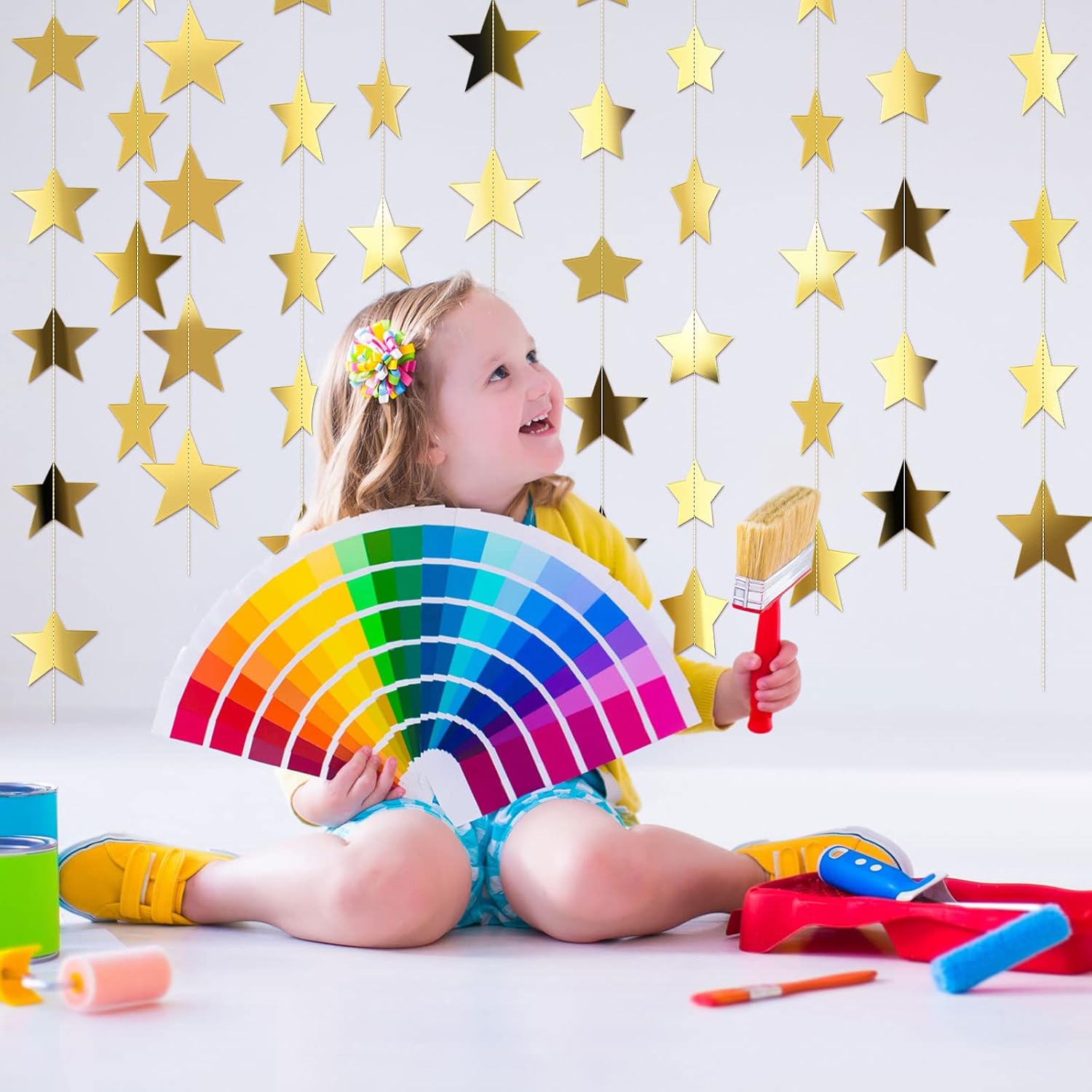 130ft Star Garland Banner for  - Party Banner Gold ulasan dan harga