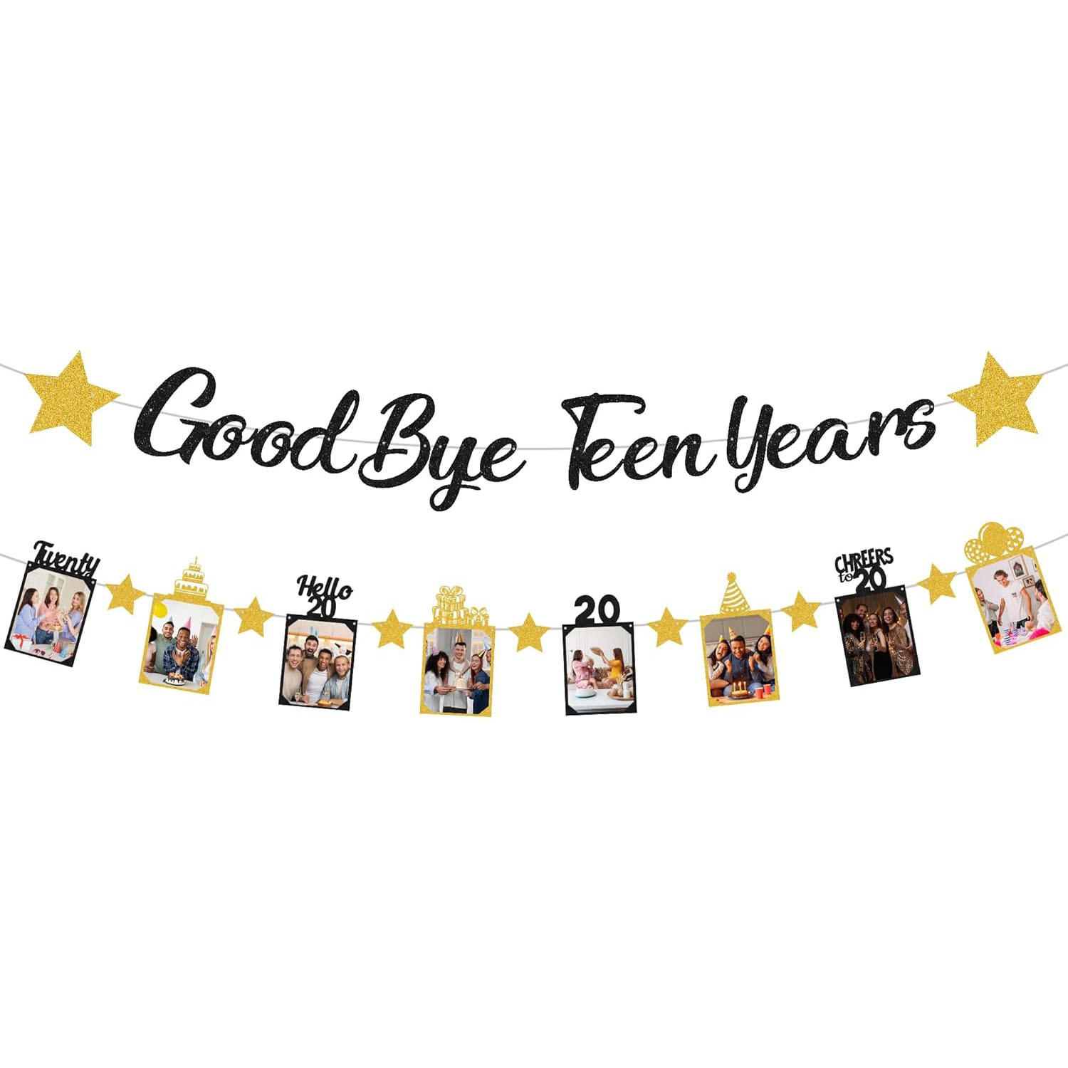Black Gold Glitter Goodbye Tee - Party Banner Gold ulasan dan harga